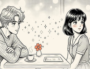 마주 앉은 두 사람